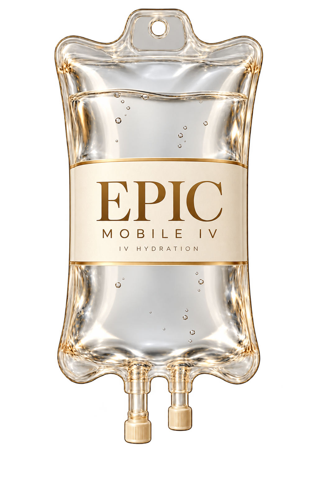 Illustrative clear-fluid IV bag for the Bronze package